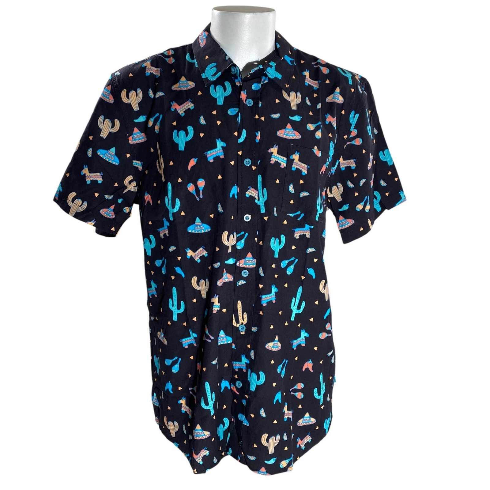 Tipsy Elves Southwestern Shirt Xl Midnight Fiesta Cactus Donkeys Black Nwt — image 4 of 8